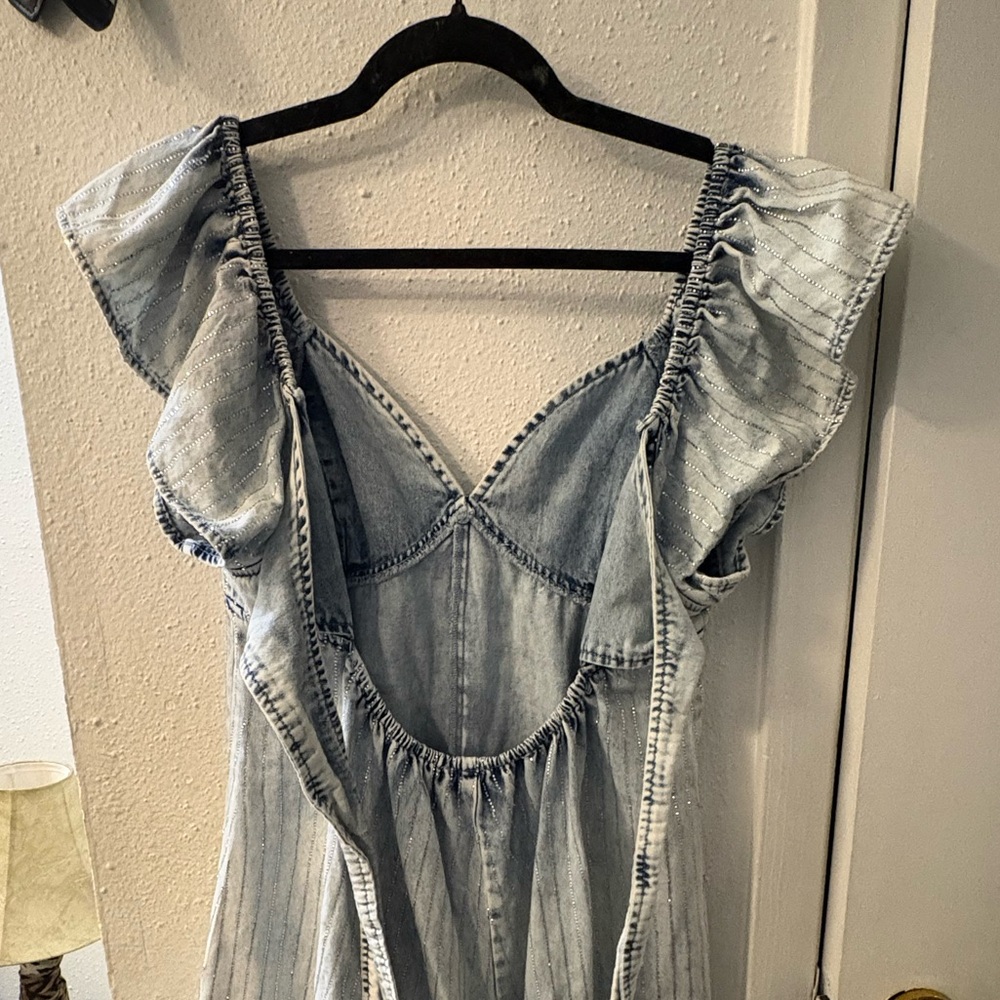 Denim Rhinestone Romper - Picture 5 of 5